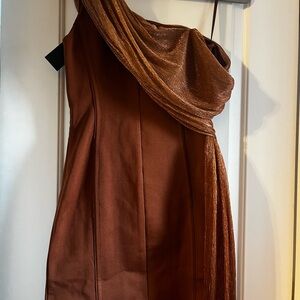 JLUXLABEL Shimmering Copper One-Shoulder Dress